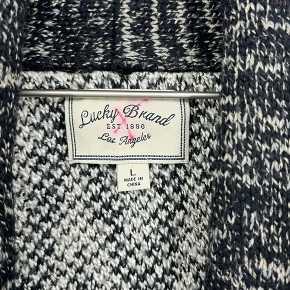 Lucky Brand Women’s Cardigan Sweater Cotton Wool Blend Black Cream Size Large - Picture 5 of 9